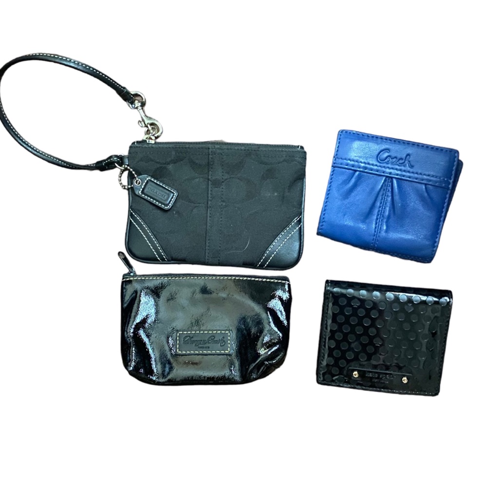 (4) Small used designer wallets kate spade, Coach and Dooney